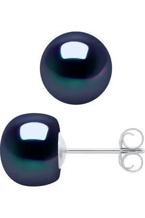 Diadema Stud Earrings Gekweekte parels Zoetwater 89mm White Gold Black