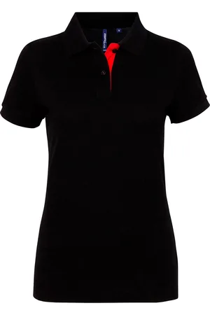 Asquith Dames/Dames Korte Mouwen Contrast Poloshirt (Zwart / Rood)
