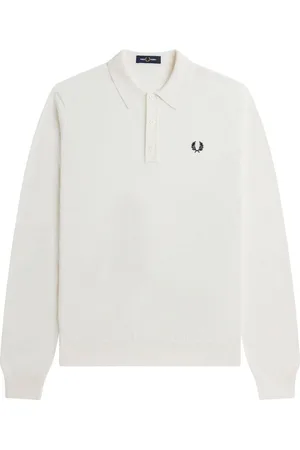Fred Perry Effen gebreid poloshirt met lange mouwen