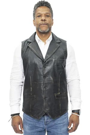 Infinity Heren slim klassiek lederen vest-Bristol