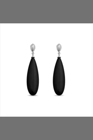 Luxenter Oorbellen, 925 sterling zilver, adak en onyx, gerhodineerd afgewerkt