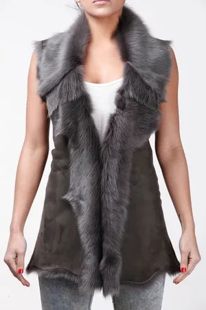 Infinity Lange damesbodywarmer van Toscana-schapenvacht-Sorocaba