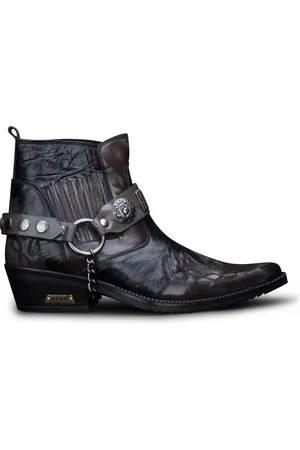 Infinity Heren bruine slangenhuid Winklepicker cowboy lederen enkellaarzen