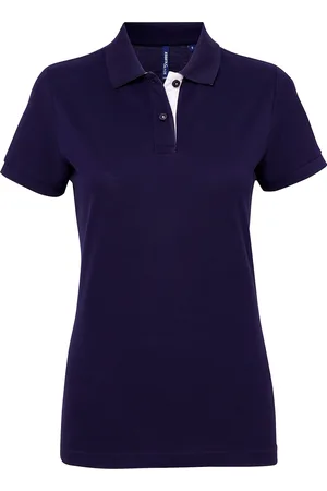 Asquith Dames/Dames Korte Mouwen Contrast Poloshirt (Marine / Wit)