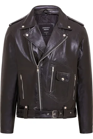 Infinity Heren Koeienhuid Zwarte Biker Brando Jas - Pargas