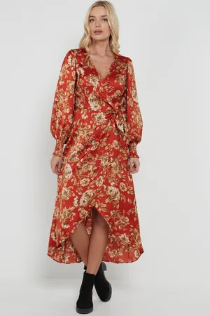 Gini London Midi-jurk met gestrikte taille en bloemenprint