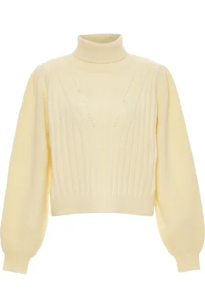 Dreimaster Trui met coltrui Dames wolwit