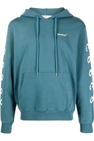 OFF-WHITE Gebroken witte kettingpijlontwerp, slim-fit eendgroene hoodie