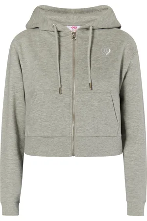 myMo Bijgesneden hoodie met rits Dames melange