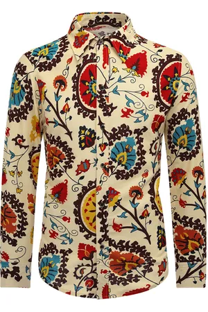 Allthemen Funky bedrukt overhemd voor heren, casual overhemd, mooie bloementopjes