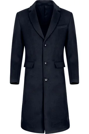 Allthemen Heren Knielange Winter Wollen Jas Slim Fit Turn-Down Kraag Zakelijke Jassen