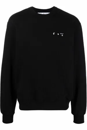 OFF-WHITE Gebroken wit OW-logo slim-fit sweatshirt met ronde hals
