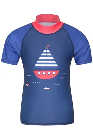 Mountain Warehouse Rash Guard met korte mouwen voor kinderen en kinderen (Kobaltblauw)