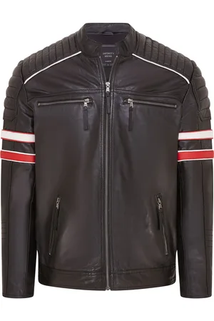 Infinity Heren Zwarte Gewatteerde Leren Biker Racing Jack - Brevik