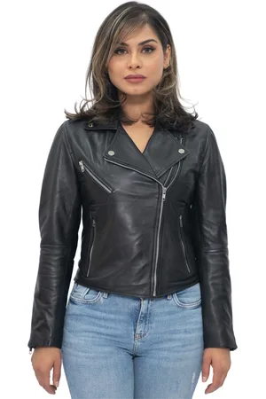 Infinity Dames klassiek rood nappaleer retro bikerjack-Bergen