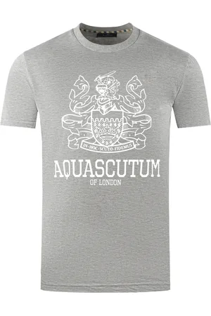 Aquascutum Large Bold London Aldis Brand Logo Grey T-Shirt