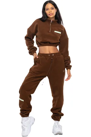 Tom Barron Dames Casual Cropped Fleece Stijlvol Oversized Trainingspak