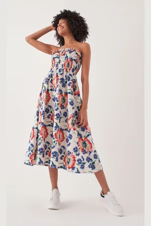 HERITA Strapless jurk met bloemenmotief
