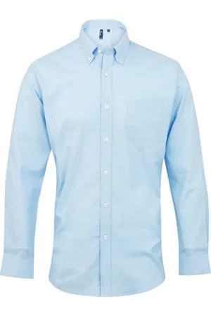 Premier Heren Signature Oxford overhemd met lange mouwen (Lichtblauw)