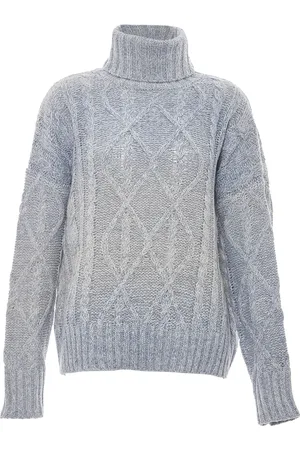 myMo Trui met coltrui Dames Blauw wol wit