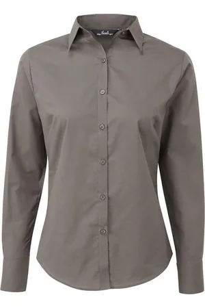 Premier Dames/Dames Shirt Met Lange Mouwen (Donkergrijs)