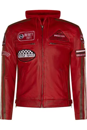 Infinity Leren heren bikerjack met capuchon, Detroit
