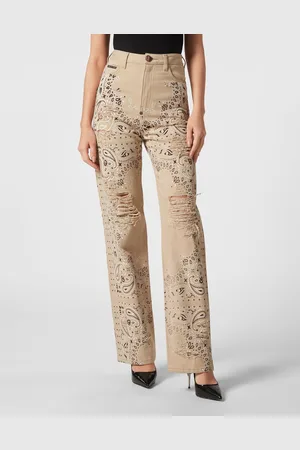 Philipp Plein Jeans Met Wijde Pijpen Paisley