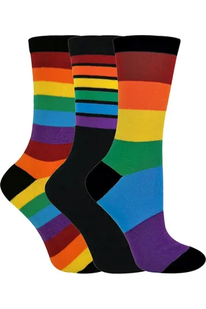 Sock Snob Set van 3 gestreepte regenboogsokken voor kinderen - Regenboog