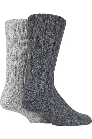Sock Snob 2 paar dikke winter warme gebreide wollen laarzensokken - SS131 Dark