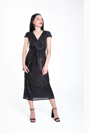 Gini London Midi-wikkeljurk met paillettenriem