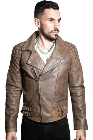 Infinity Heren gewatteerd leren bikerjack-bordeaux
