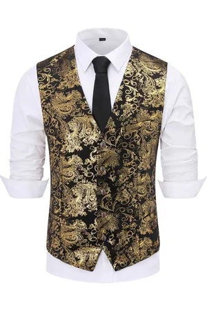 Allthemen Slim-fit gilet met print, enkele rij knopen