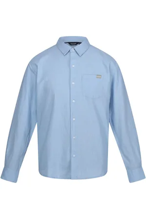 Regatta Heren Babbinswood Linnen Overhemd (Poederblauw)