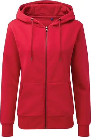 Asquith Vrouwen/dames Zip-Through Organic Hoodie (Kersenrood)