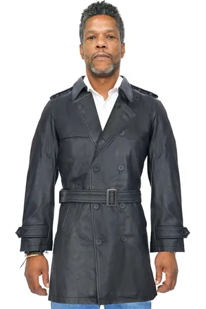Infinity Heren lederen trenchcoat-Memphis
