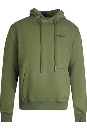 OFF-WHITE Gebroken witte Helvetica-logo slim-fit groene hoodie