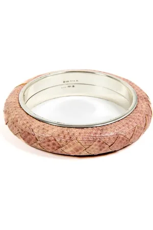Bottega Veneta Zilveren En Snake Lederen Armband
