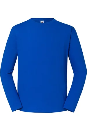Fruit Of The Loom Heren Iconic Premium T-shirt met lange mouwen (Koningsblauw)