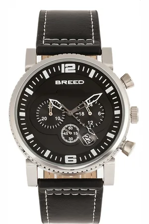 Breed Ryker chronograaf horloge met leren bandje met datum