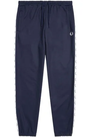 Fred Perry Koolstofblauwe joggingbroek met -merk en getapete zoom