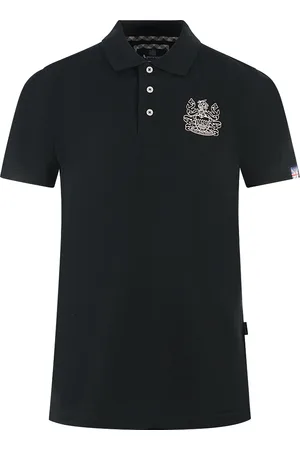 Aquascutum Branded Sleeve Black Polo Shirt