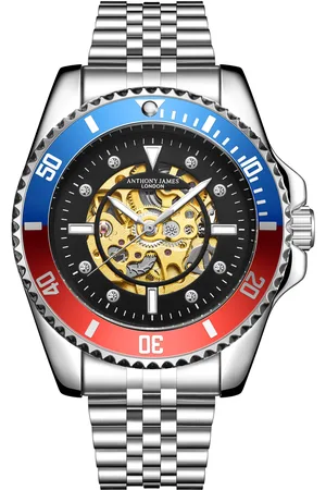 Anthony Met de hand gemonteerd, beperkt verkrijgbaar, automatisch Skeleton Sports Steel-horloge van