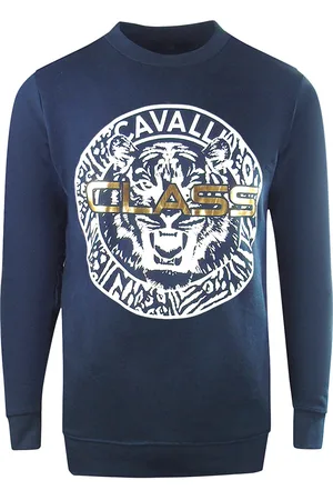 Roberto Cavalli Marineblauw sweatshirt met groot cirkellogo