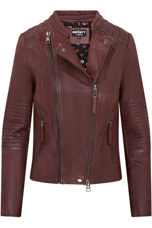 Infinity Dames bordeaux leren bikerjack - Delhi