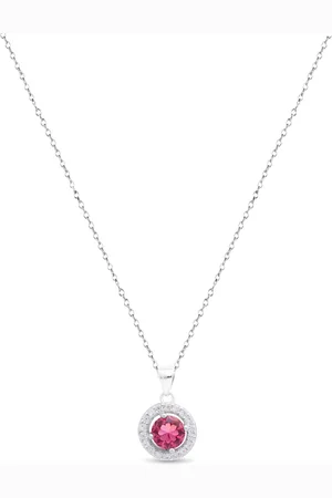 Luxenter Luxeketting, 925 sterling zilveren legendarische edelsteen en robijn zirkonia gerhodineerd