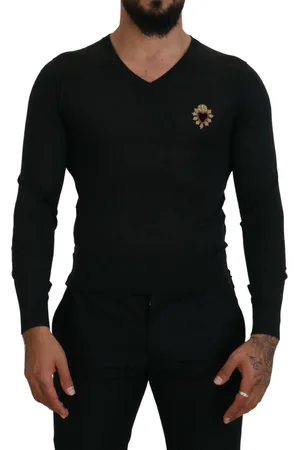 Dolce & Gabbana Kasjmier trui met V-hals en geborduurd gouden hart