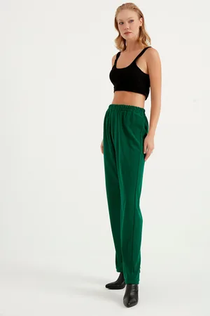 HERITA Groene Geribbelde Broek