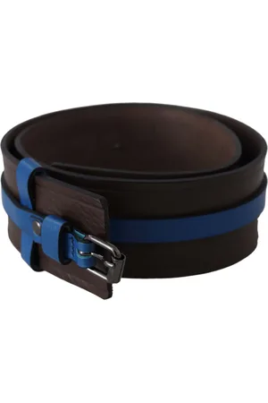 Costume National Leren Gespriem Met Blauw Lijndetail