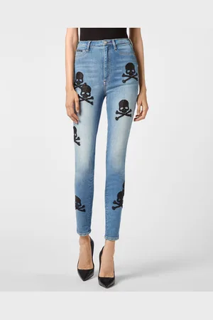 Philipp Plein Super Hoge Taille Jegging Skull