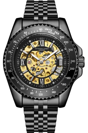 Anthony Met de hand gemonteerd, beperkt verkrijgbaar, automatisch Tachymeter Sports Black-horloge van